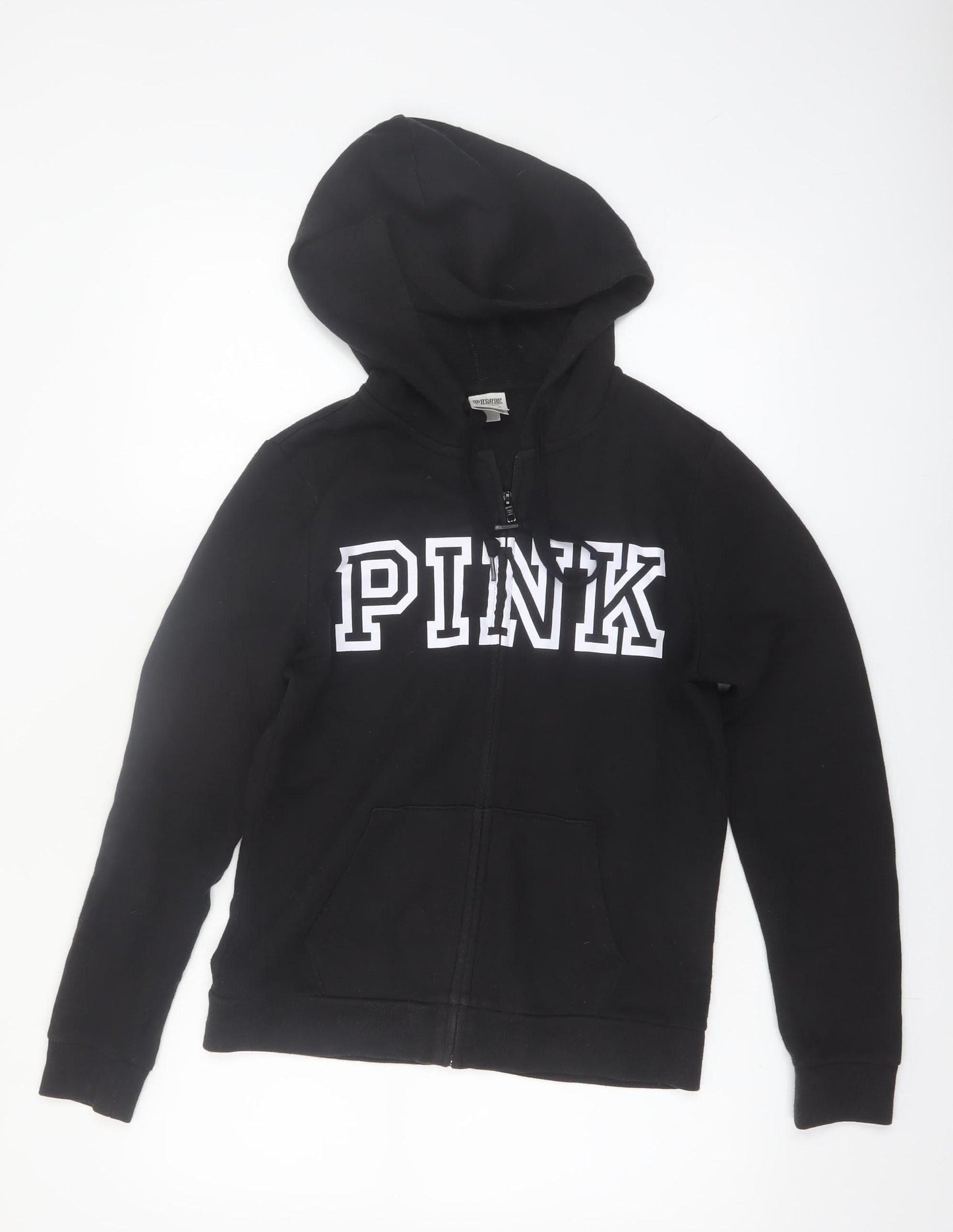 Victoria's Secret PINK Women's Black Small Full Zip Hoodie Sweatshirt