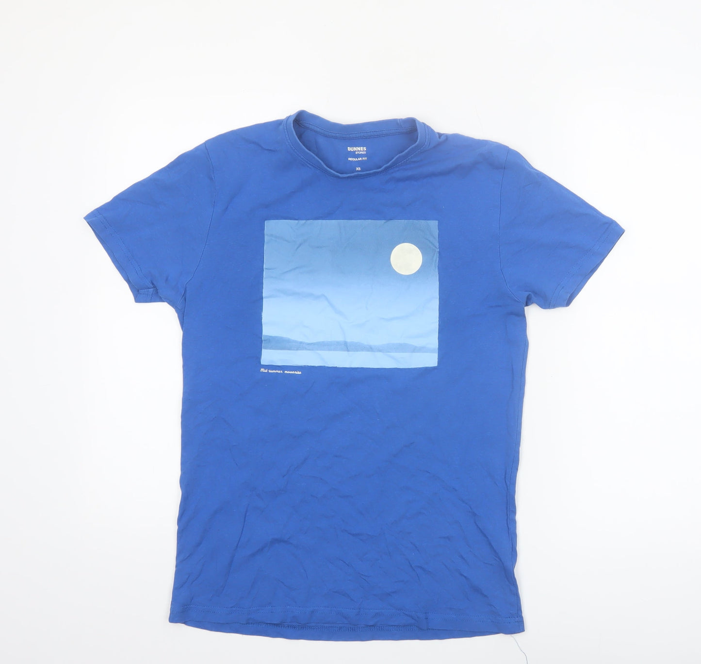 Dunnes Stores Men's Blue Regular Fit Graphic Cotton T-Shirt XS