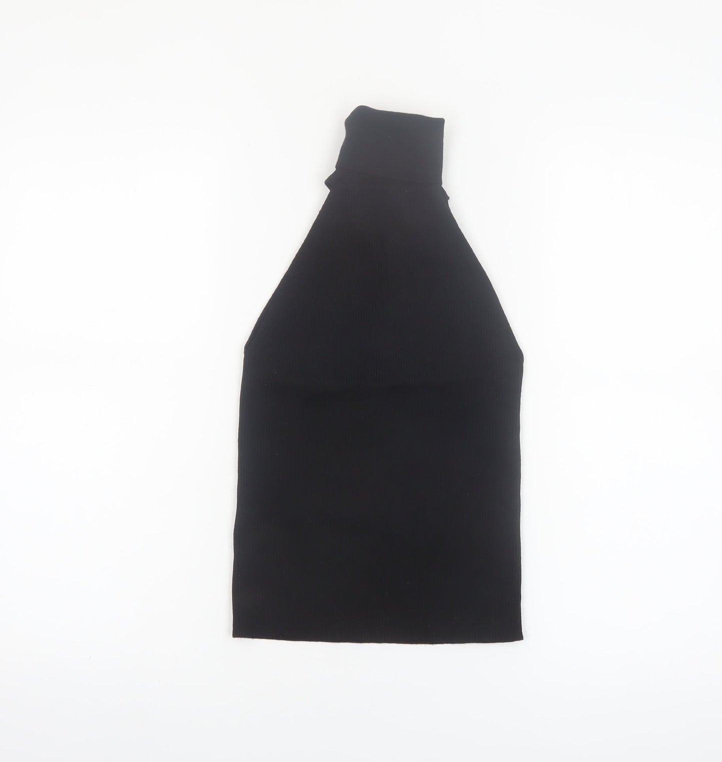 Zara Women Black High Neck Halter Knit Sleeveless Tank Top S
