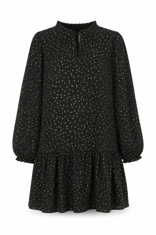 Whistles Women's Black Floral Long Sleeve Shift Dress Size 12