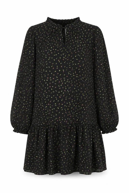 Whistles Women's Black Floral Long Sleeve Shift Dress Size 12