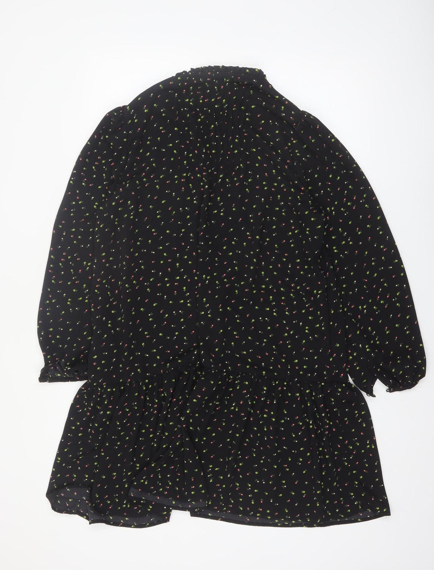 Whistles Women's Black Floral Long Sleeve Shift Dress Size 12