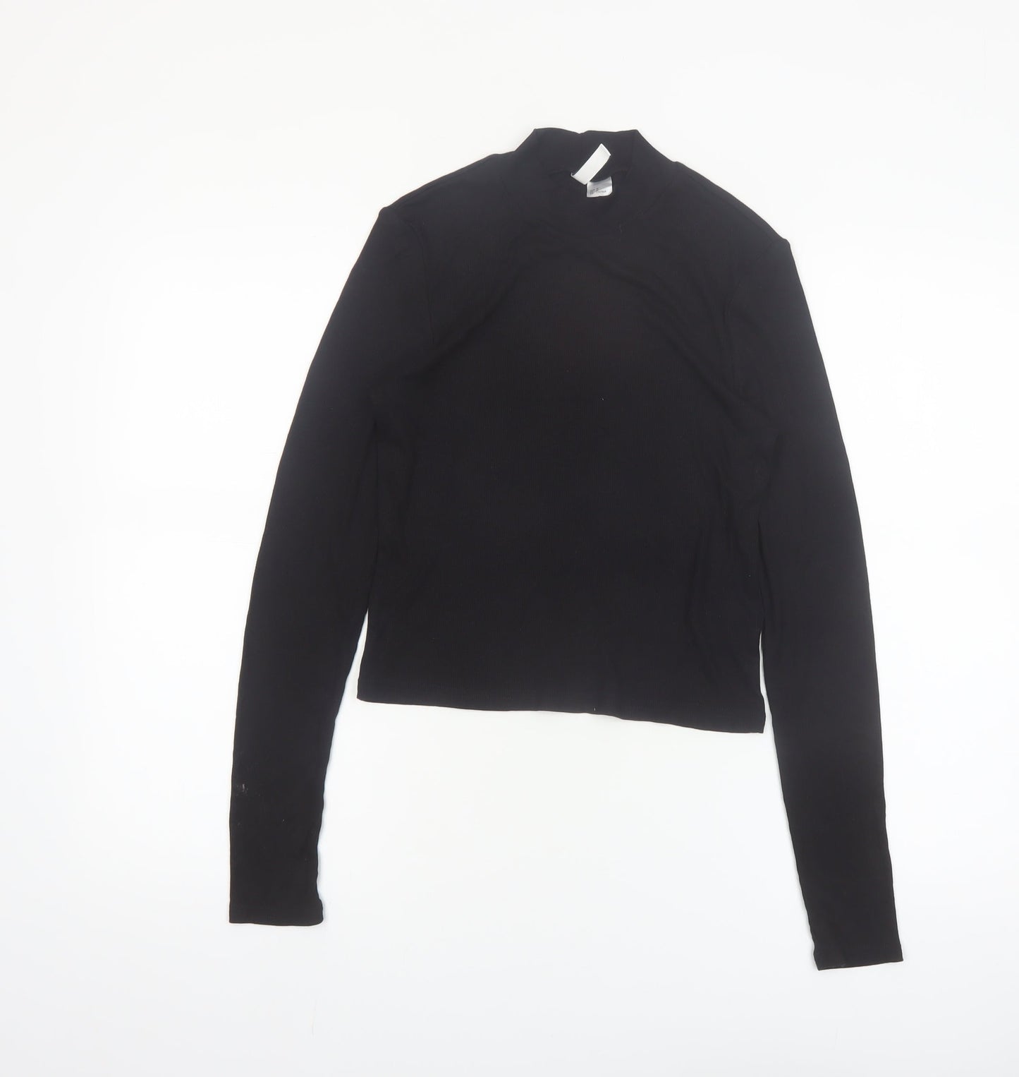 H&M Divided Women's Black Mock Neck Long Sleeve Basic Top Size M