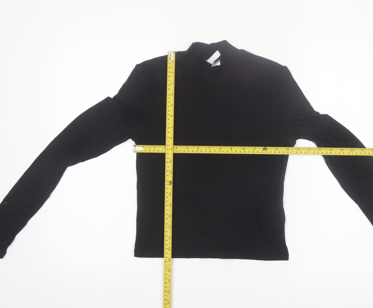 H&M Divided Women's Black Mock Neck Long Sleeve Basic Top Size M
