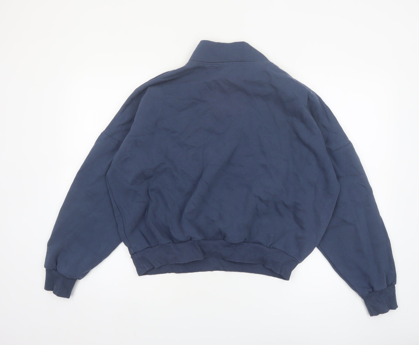 PrettyLittleThing Women Blue 1/4 Zip Sweatshirt Size S Cotton Blend