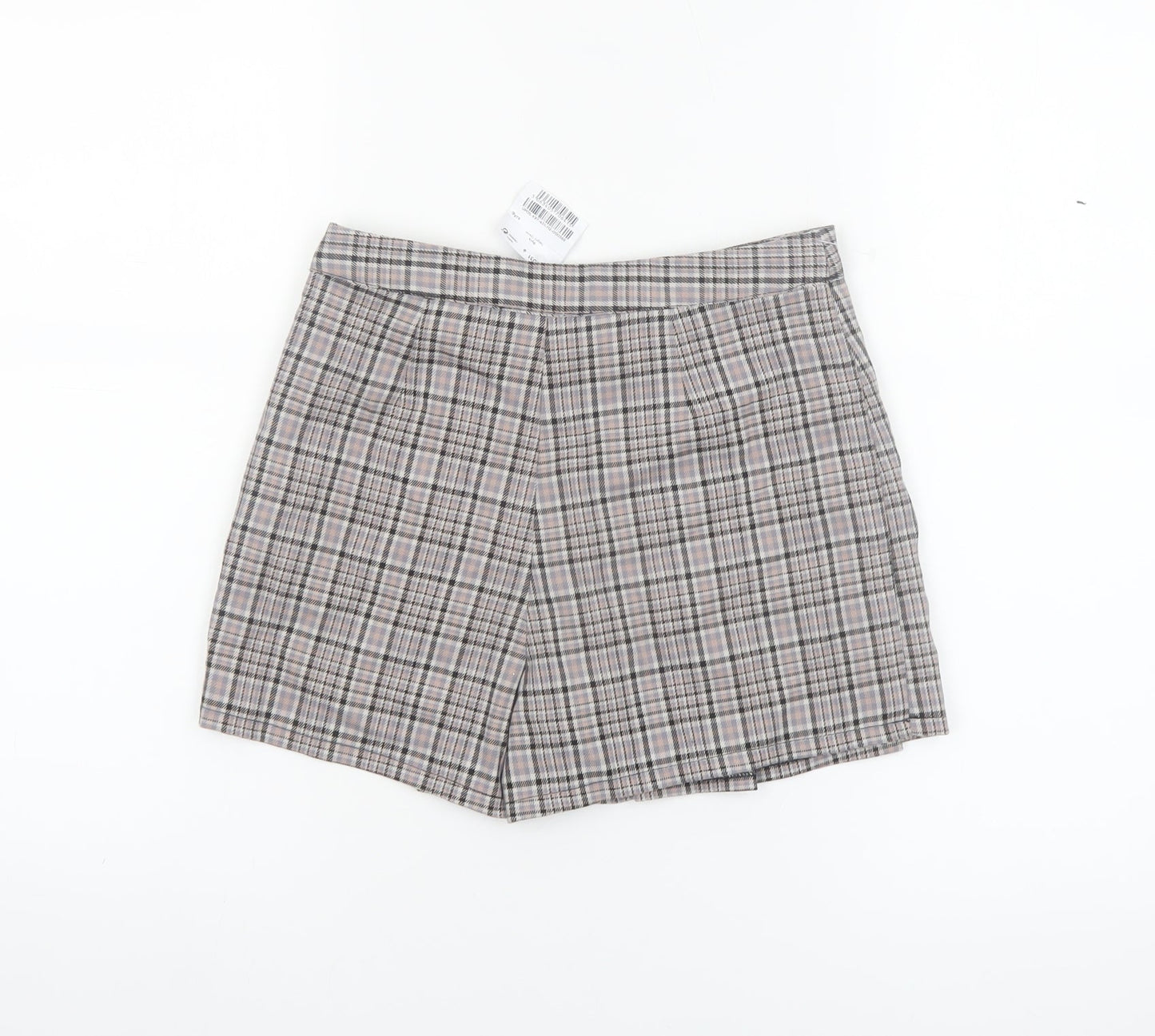 Next Girls Beige Check Pleated Skort 9 Years Polyester Blend School Style