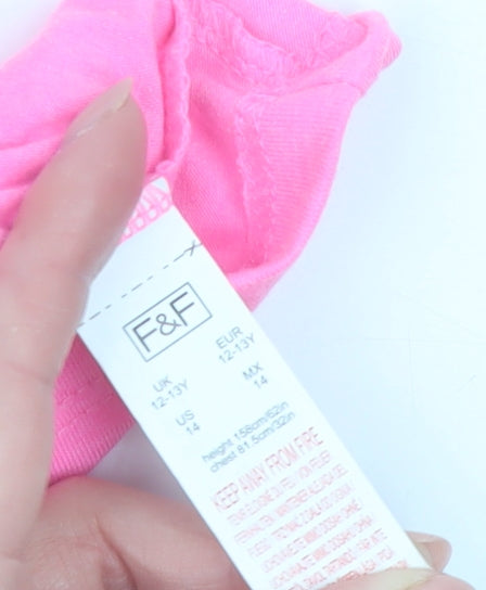 F&F Girls Pink Jersey Sleeveless Playsuit 12-13 Years