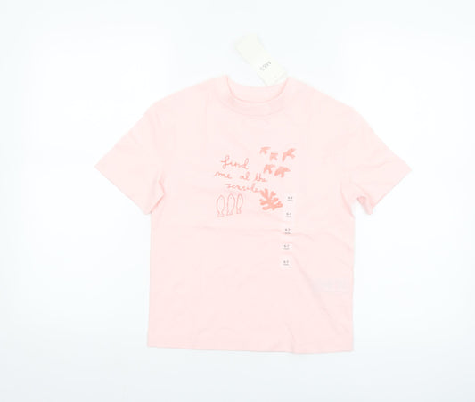Marks and Spencer Girls Pink 6-7 Years Cotton Graphic T-Shirt