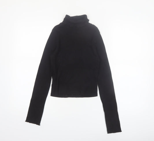 River Island Girls Black Long Sleeve Roll Neck Top 9-10 Years