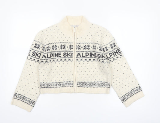 Primark Girls Cream Fair Isle Alpine Ski Full Zip Cardigan 10-11 Years