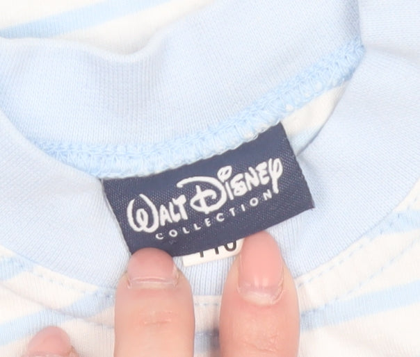 Disney Girls Blue Striped Mickey Mouse Cotton T-Shirt 4-5 Years