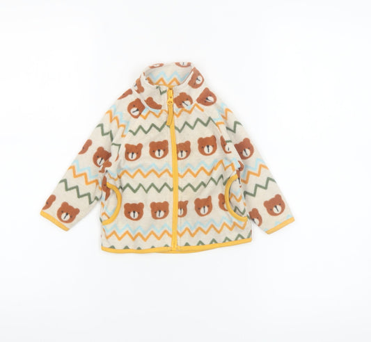 Dunnes Stores Unisex Baby Beige Bear Fleece Jacket 6-9 Months Full Zip
