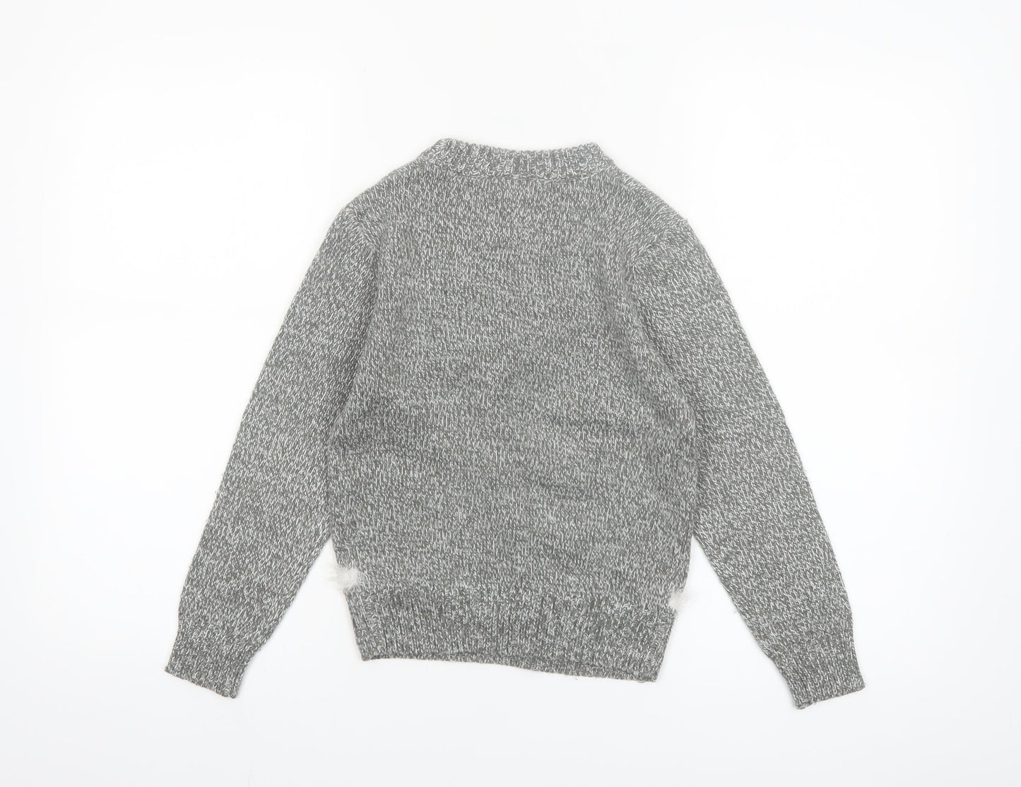 Christmas Shop Boys Grey Knitted Snowman Ugly Jumper 7-8 Years Winter Sweater