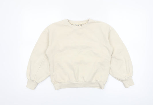 Leigh Tucker Willow Girls Beige Cotton Blend Crew Neck Sweatshirt 8 Years
