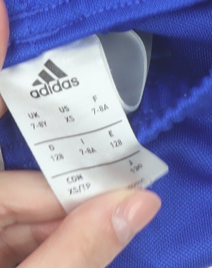 Adidas Boys Blue Jogger Trousers Size 7 Years Polyester Sportswear
