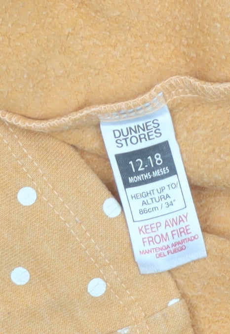 Dunnes Stores Girls Beige Polka Dot Long Sleeve Skater Dress 12-18 Months