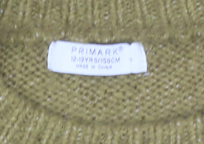 Primark Girls Green Sleeveless Knit Vest 12-13 Years Pullover Jumper