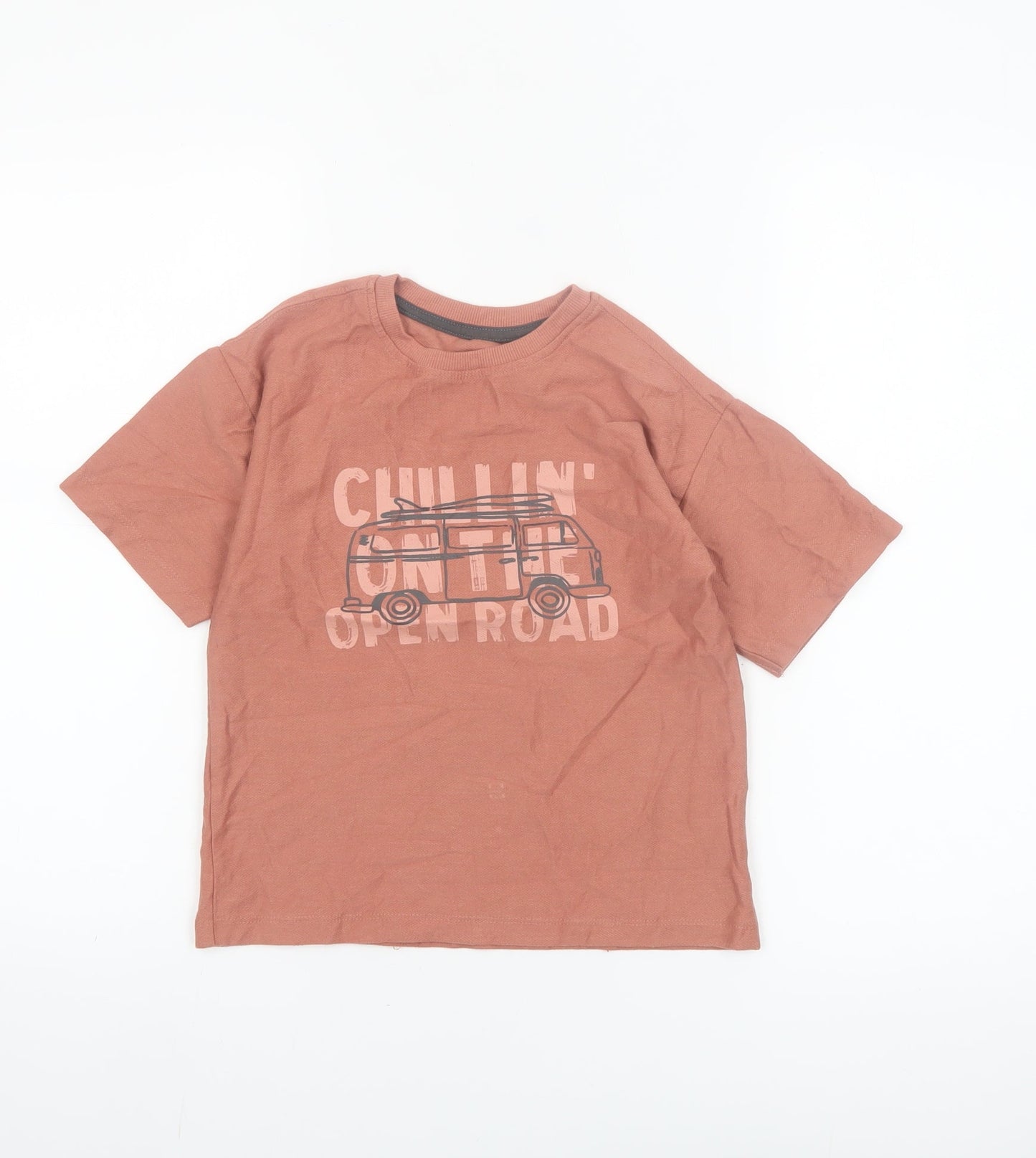 Dunnes Stores Boys Brown Graphic Travel T-Shirt 6-7 Years