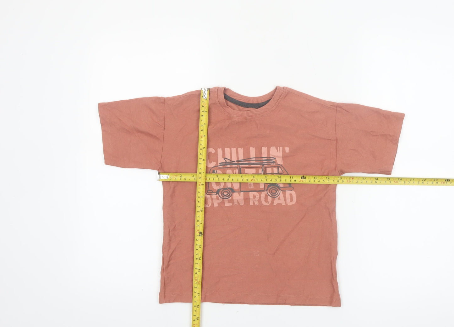 Dunnes Stores Boys Brown Graphic Travel T-Shirt 6-7 Years