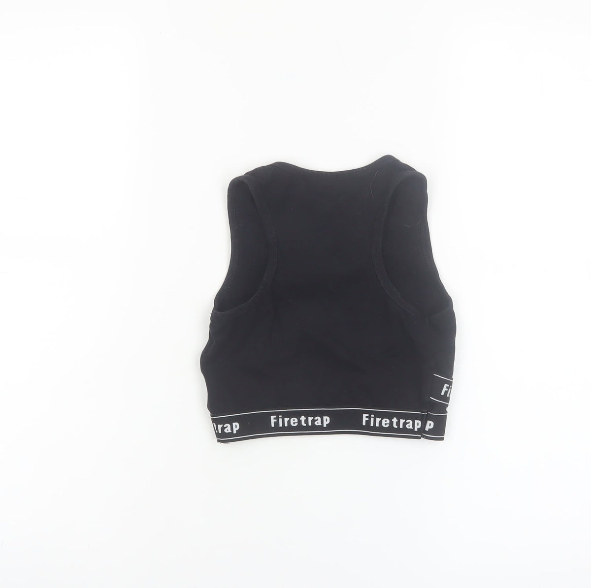 Firetrap Girls Black Cropped Tank Top 7-8 Years Logo Elastic Sports Style