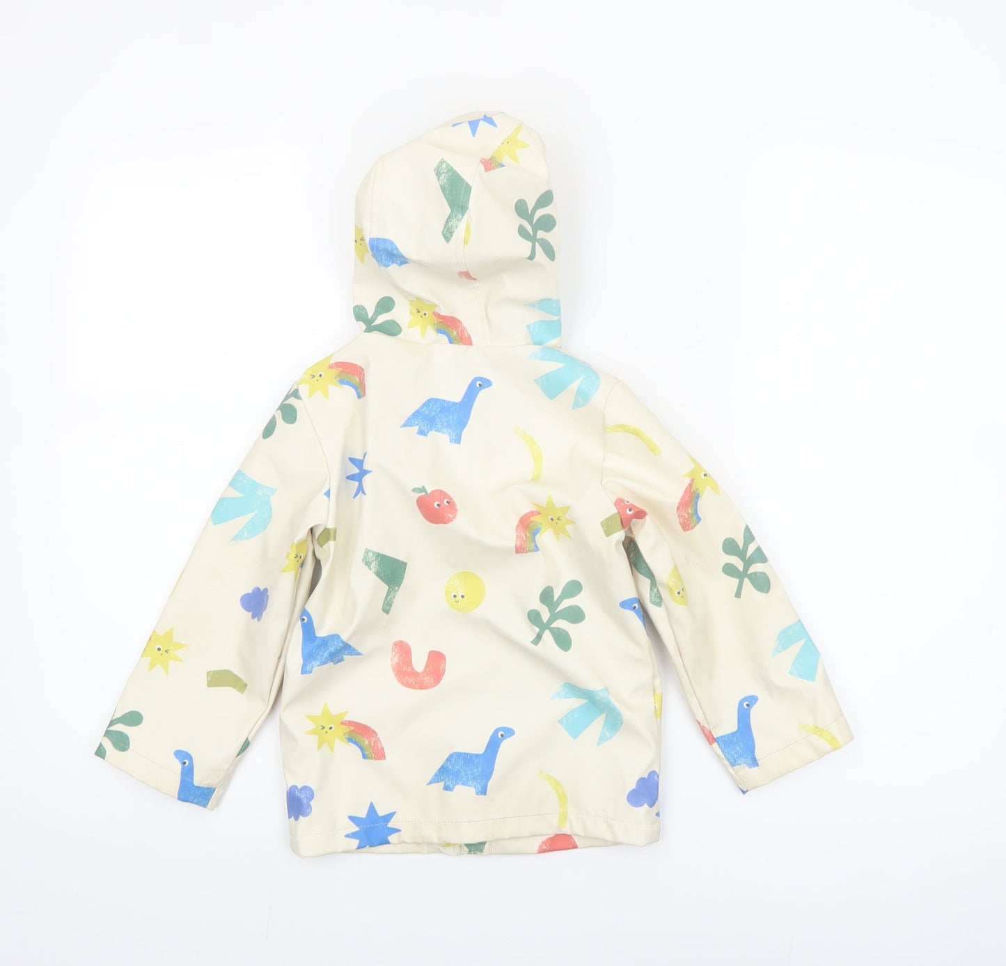 George Girls Beige Dinosaur Print Hooded Rain Coat 2-3 Years