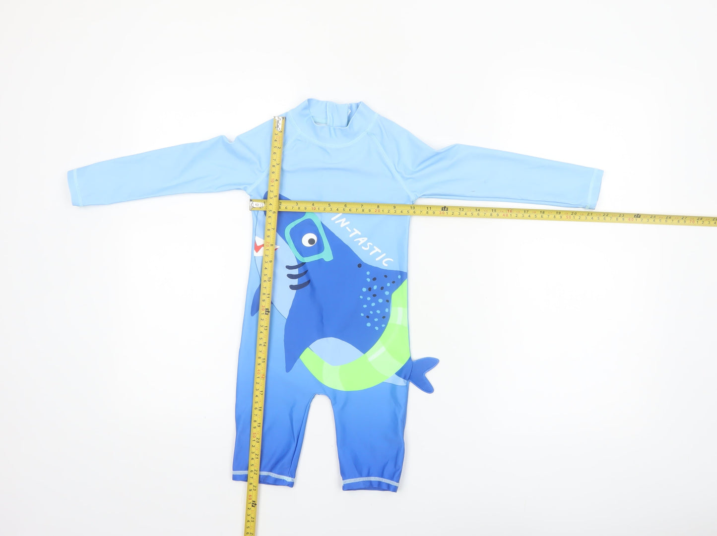 Dunnes Stores Boys Blue Shark One Piece Wetsuit 2-3 Years UV-Protection