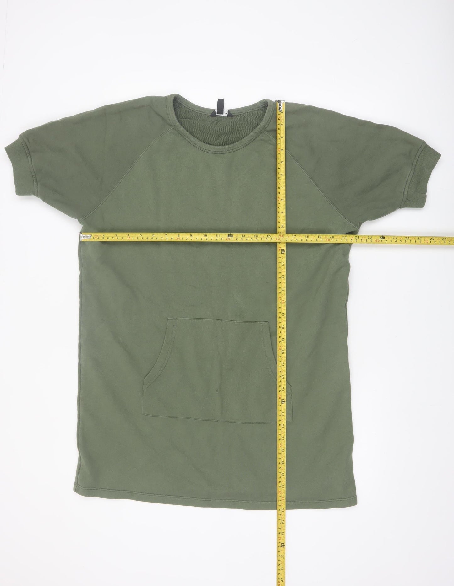 Baukjen Women Khaki Green Short Sleeve Pullover Sweatshirt Tunic UK 12