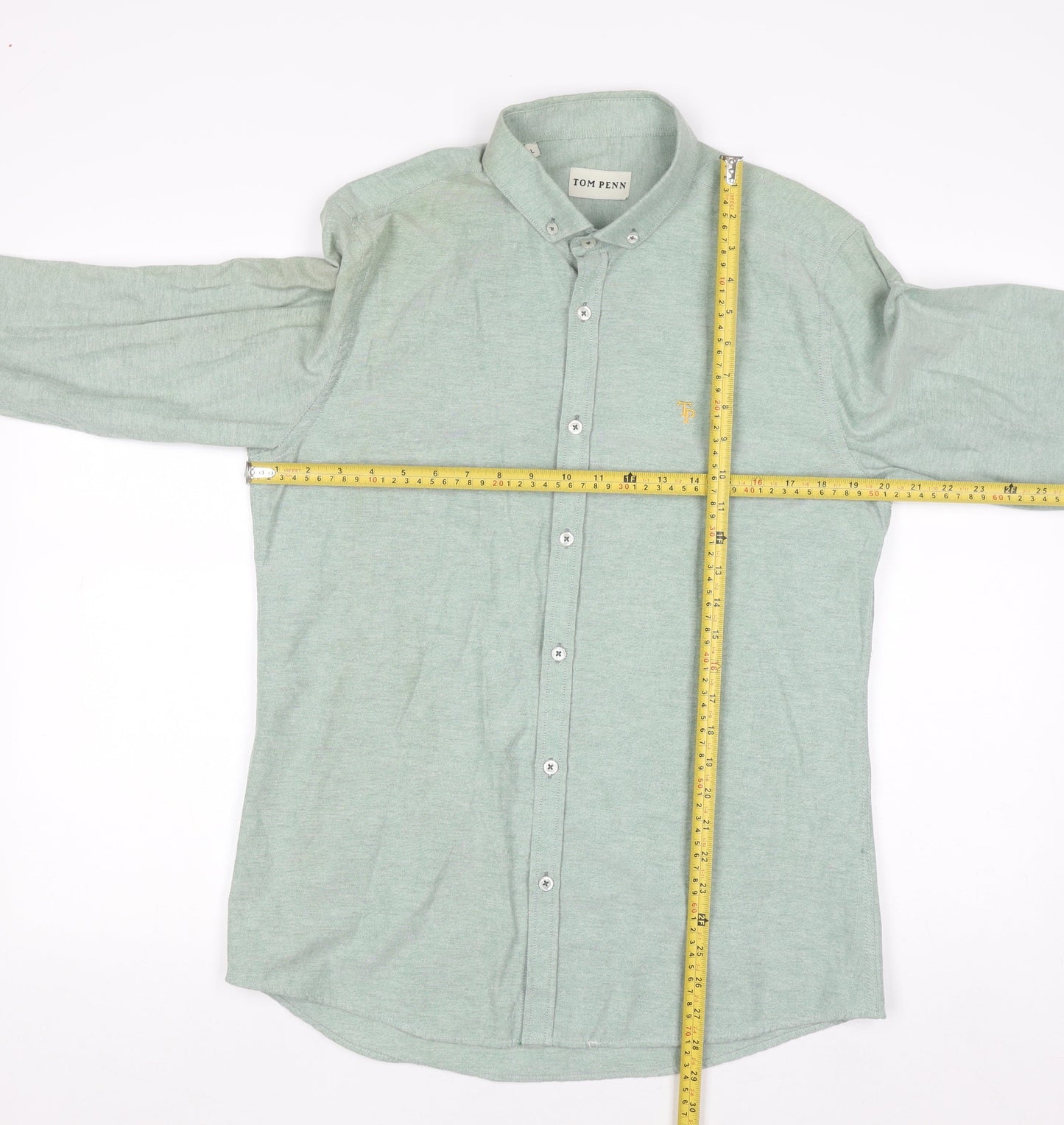 Tom Penn Men's Green Long Sleeve Button-Down Casual Shirt L