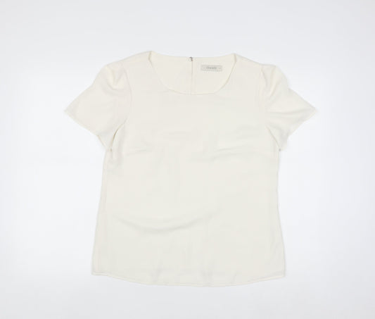 Oasis Women Ivory Short Sleeve Woven Blouse Size 12