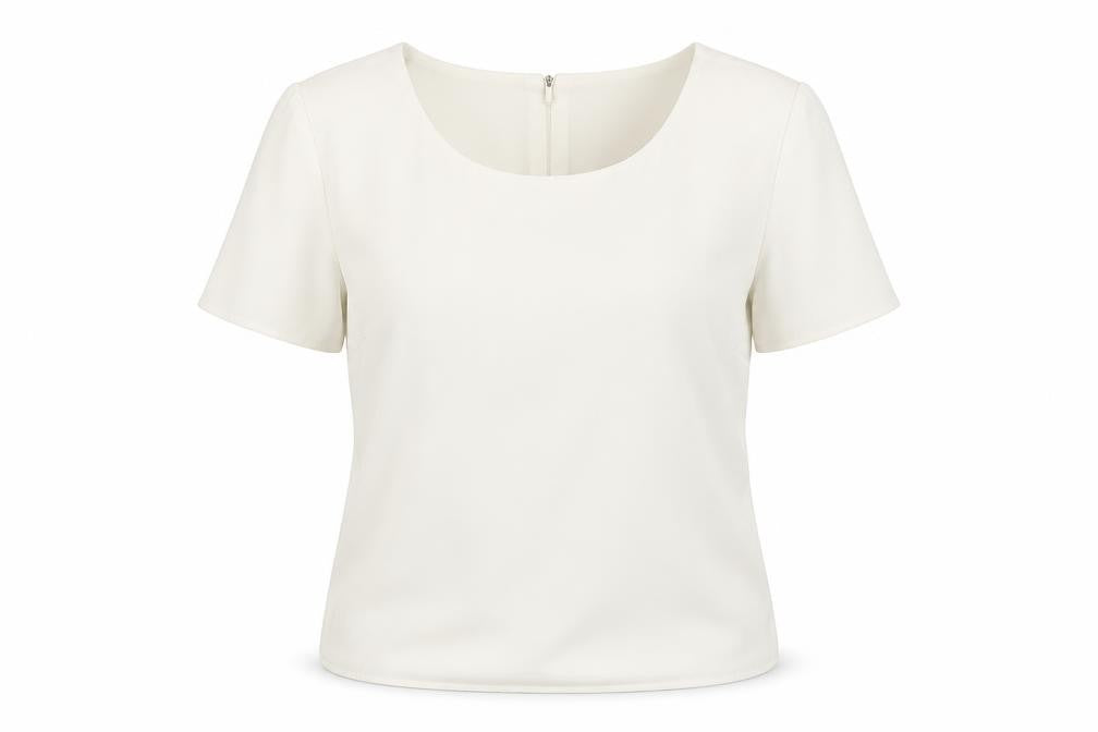 Oasis Women Ivory Short Sleeve Woven Blouse Size 12