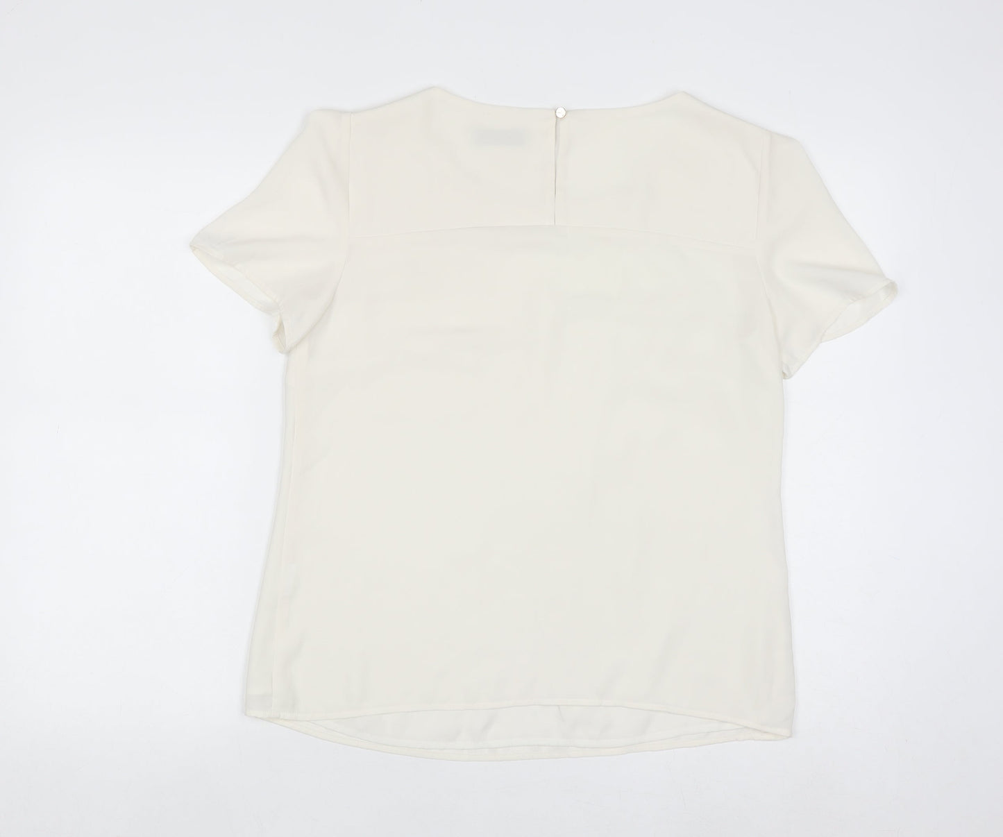 Oasis Women Ivory Short Sleeve Woven Blouse Size 12