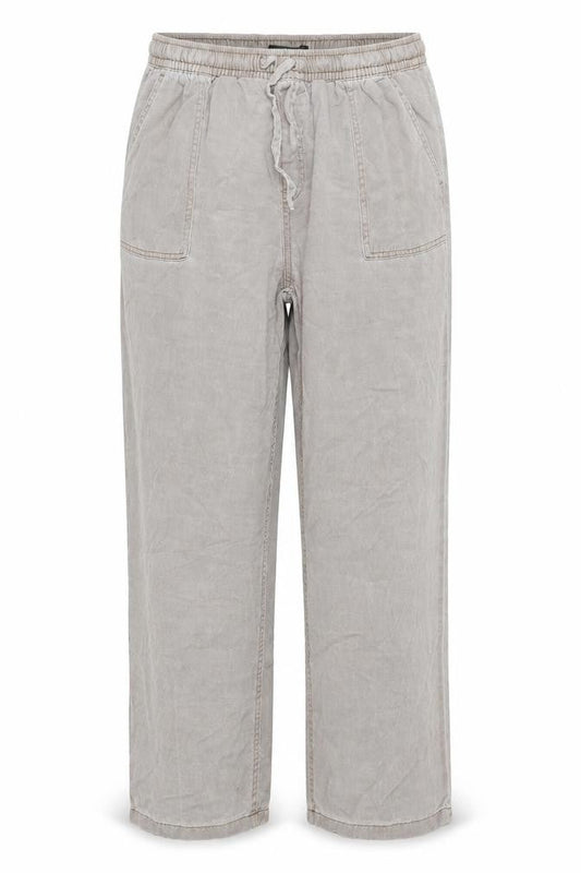 Front view of Dunnes men’s beige relaxed fit lyocell cotton casual trousers m