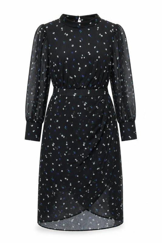 Lipsy Women Black Floral Midi Fit & Flare Dress Size 14