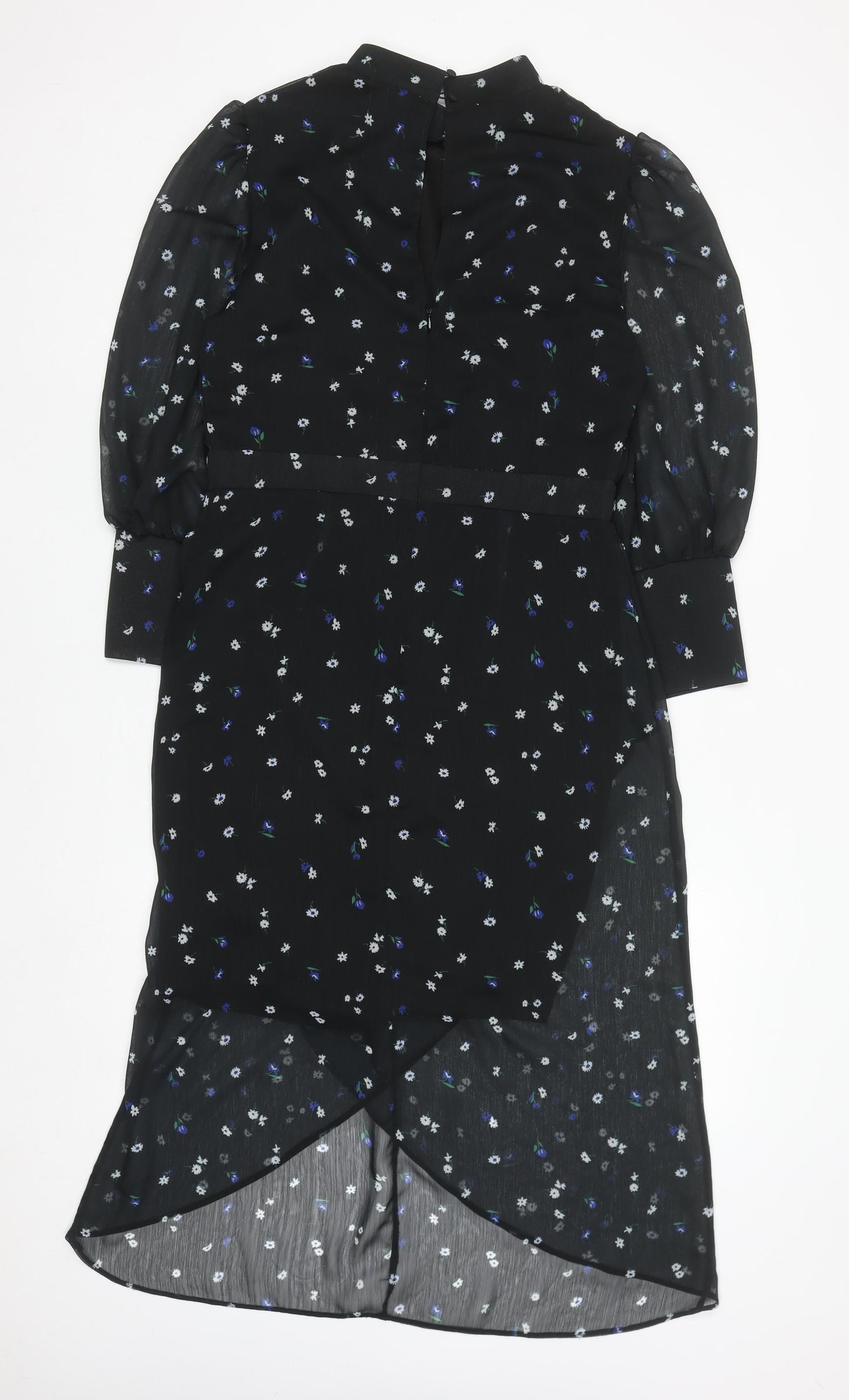 Lipsy Women Black Floral Midi Fit & Flare Dress Size 14