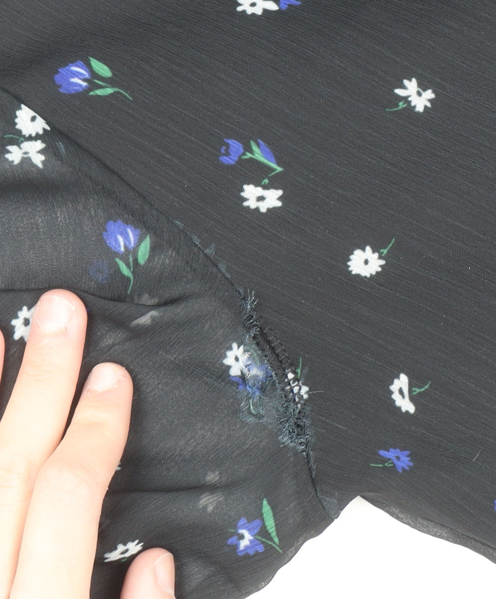 Lipsy Women Black Floral Midi Fit & Flare Dress Size 14
