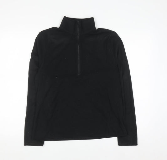 Primark Women Black Fleece 1/2 Zip Pullover Sweatshirt Size 12/14 Medium