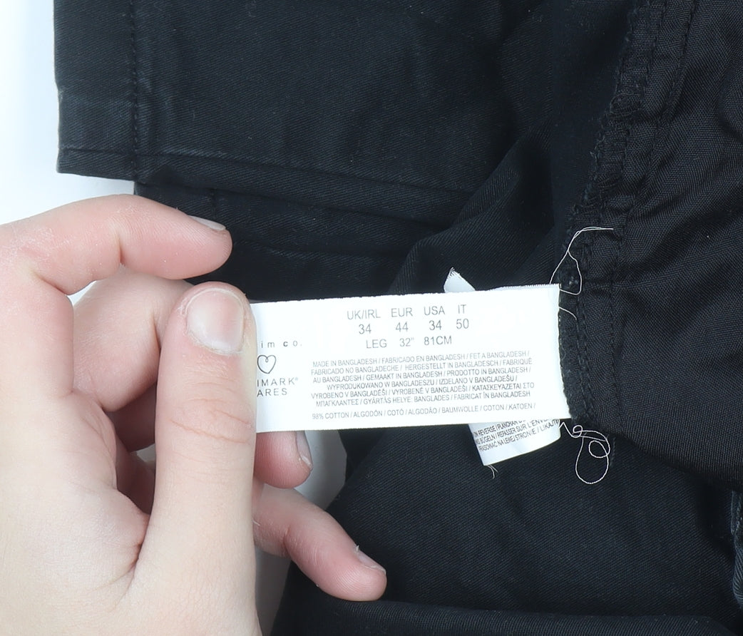 Primark Men’s Black Slim Fit Chino Trousers W34 L32