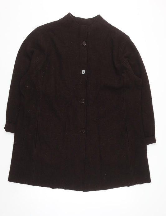 Mandarin Blue Unisex Adults Brown Wool Mid-Length Overcoat 2XL