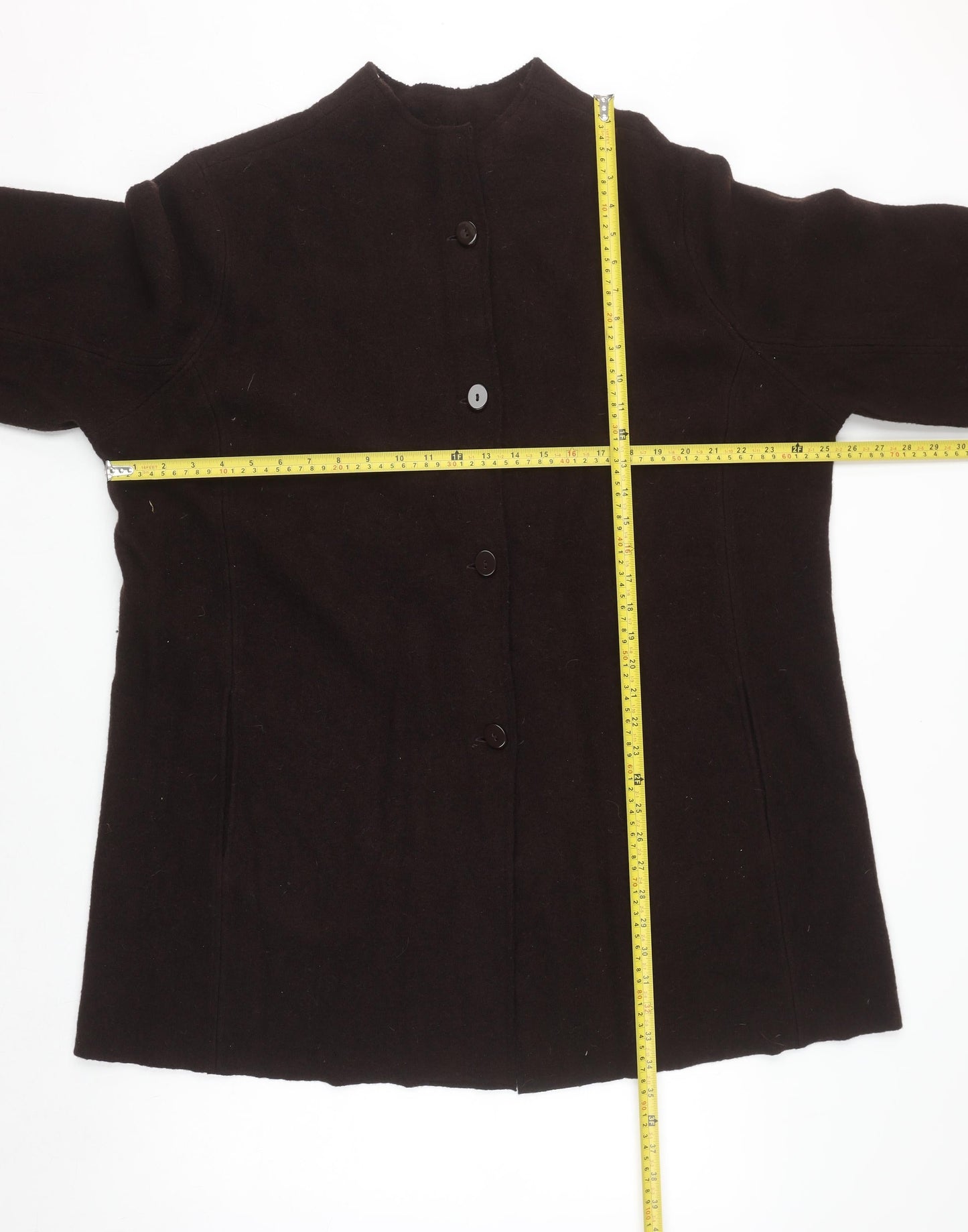 Mandarin Blue Unisex Adults Brown Wool Mid-Length Overcoat 2XL