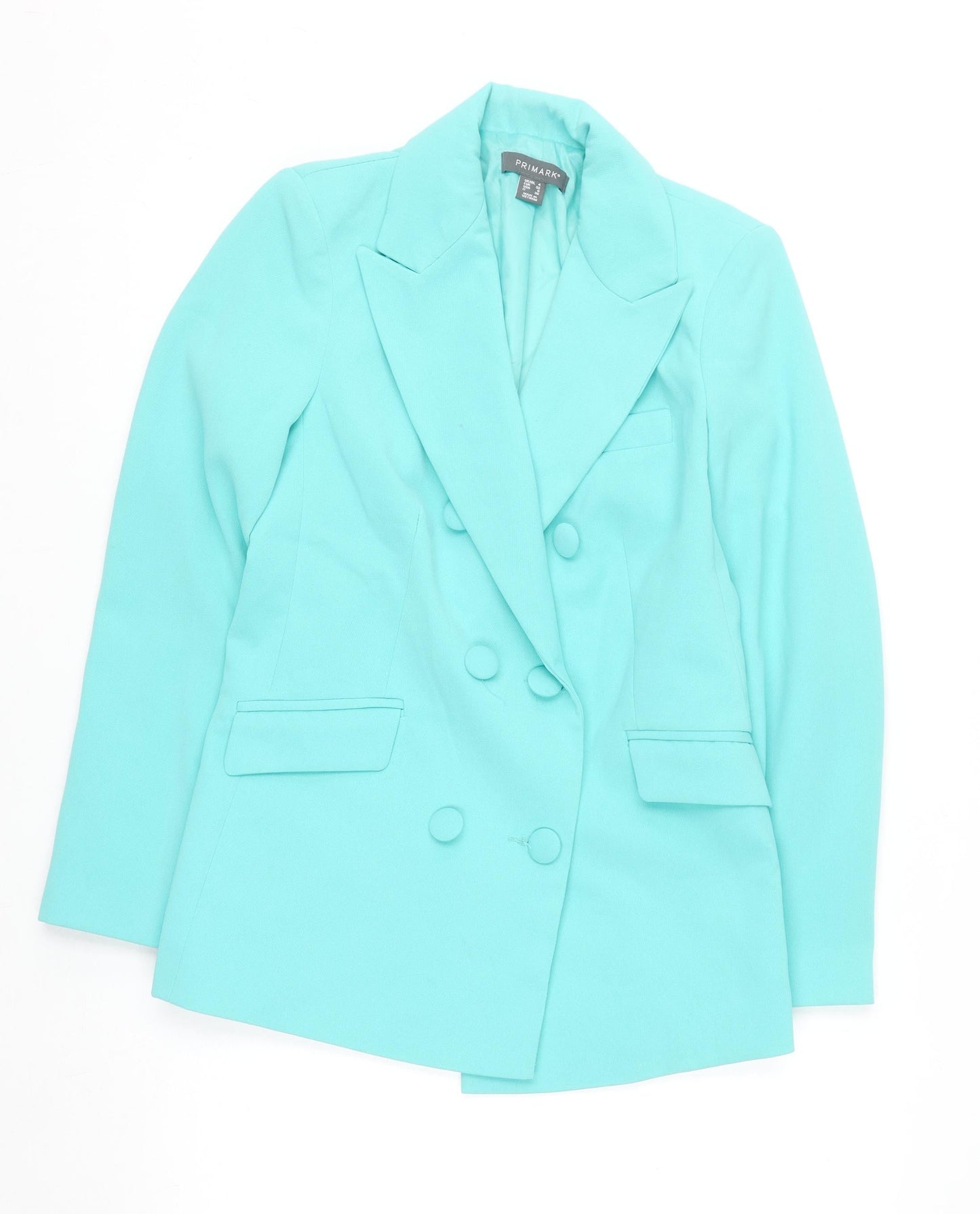 Primark Women Blue Blazer Size 4 Double Breasted Lined Jacket