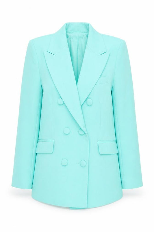 Primark Women Blue Blazer Size 4 Double Breasted Lined Jacket
