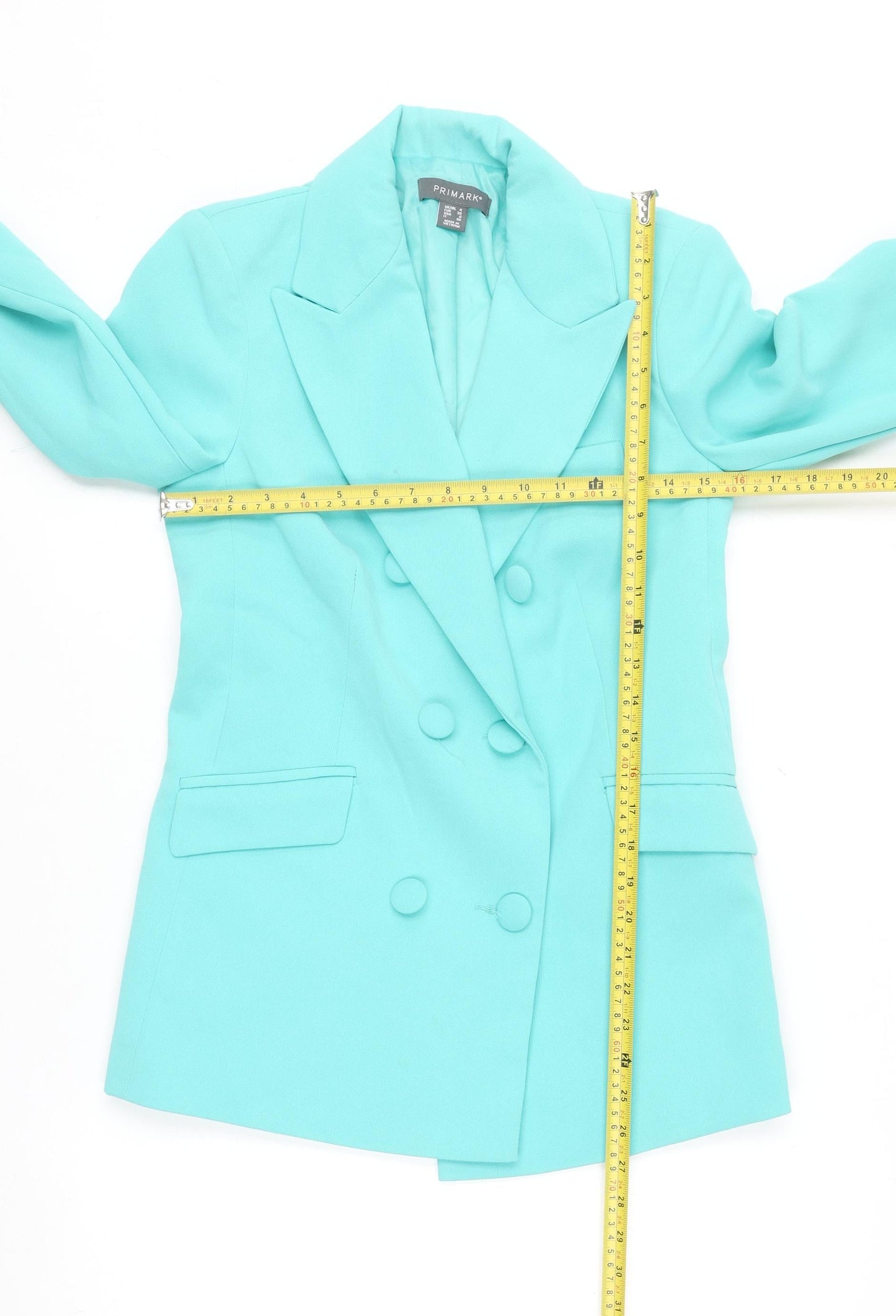 Primark Women Blue Blazer Size 4 Double Breasted Lined Jacket