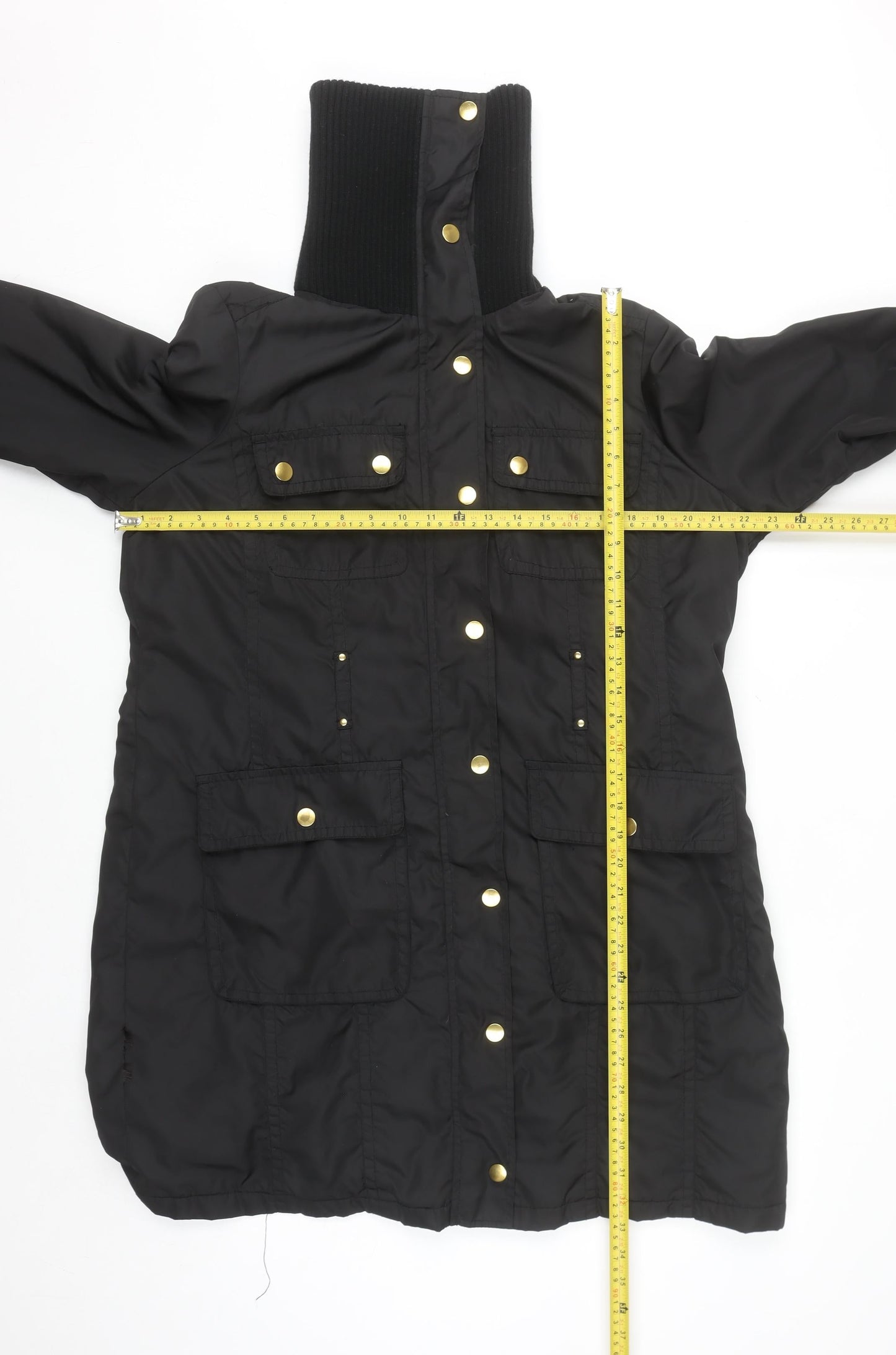 Wallis Womens Black Long Parka Coat Size 18 with High Collar