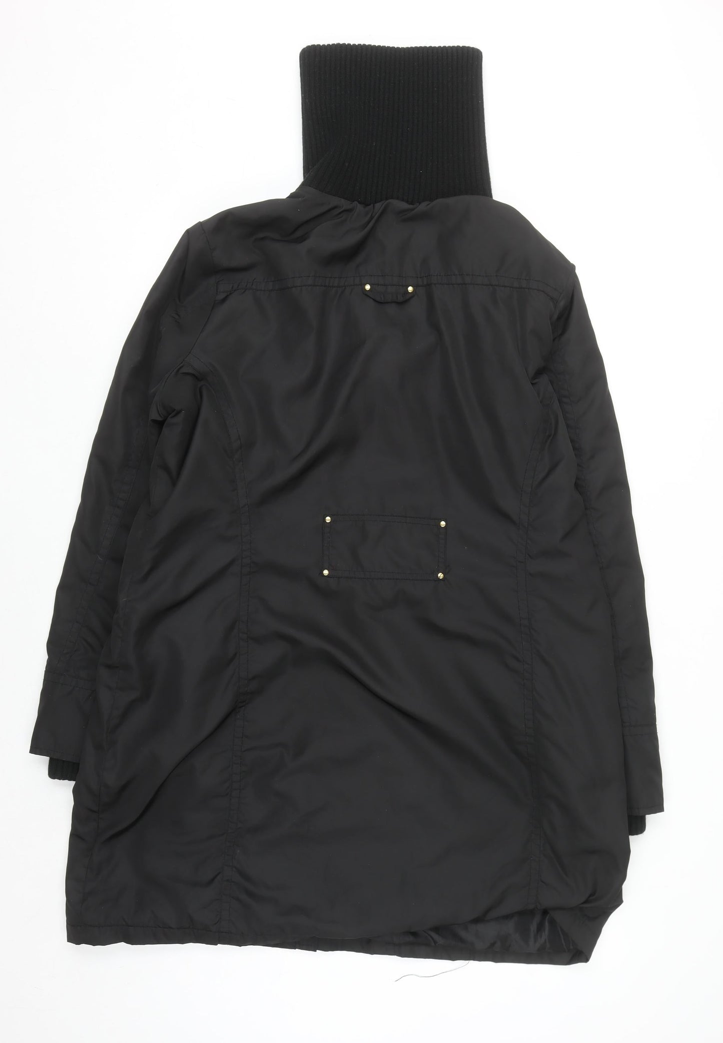 Wallis Womens Black Long Parka Coat Size 18 with High Collar