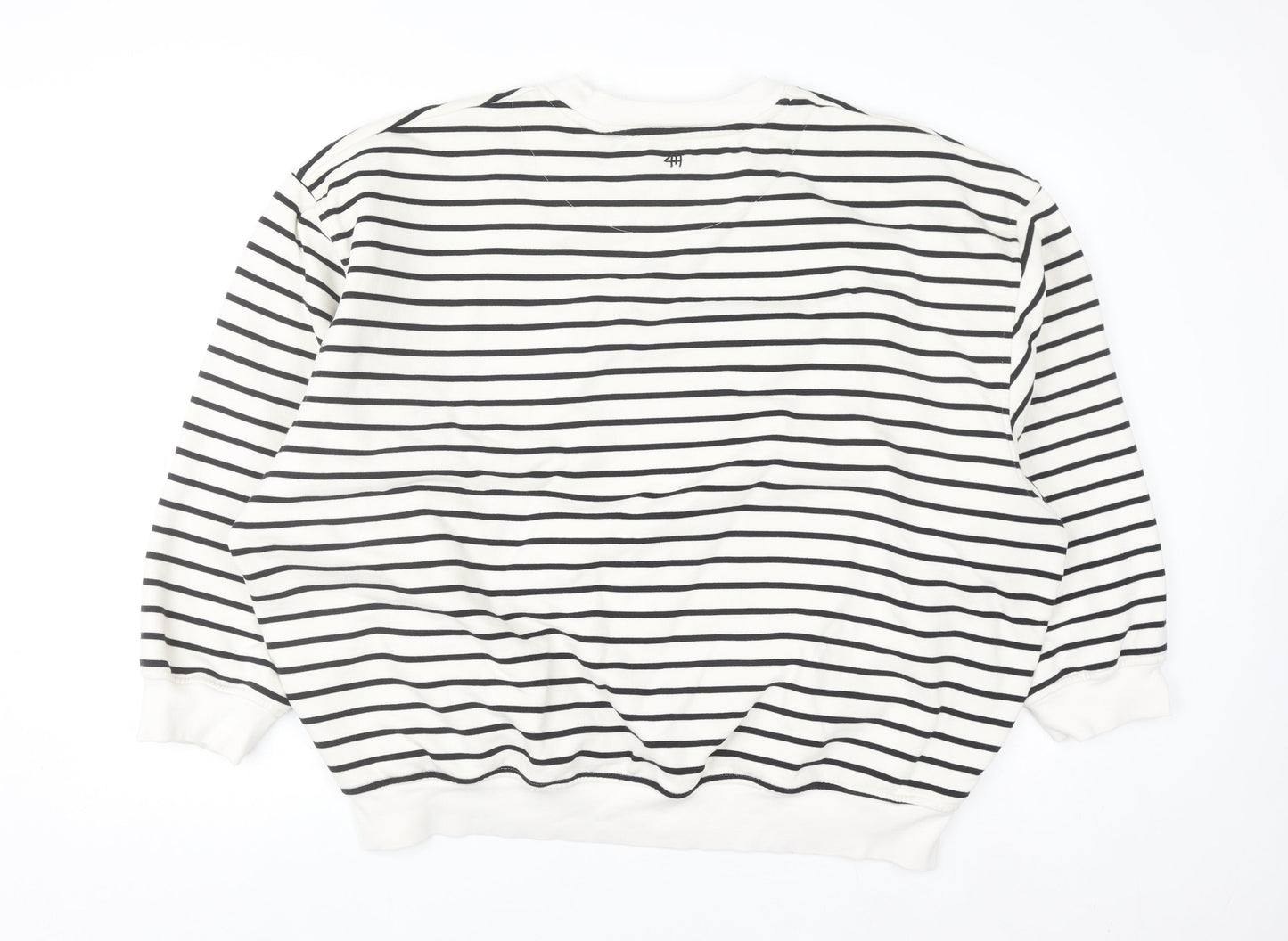 4th & Reckless Women Black White Striped Paris Pullover Sweatshirt XXL