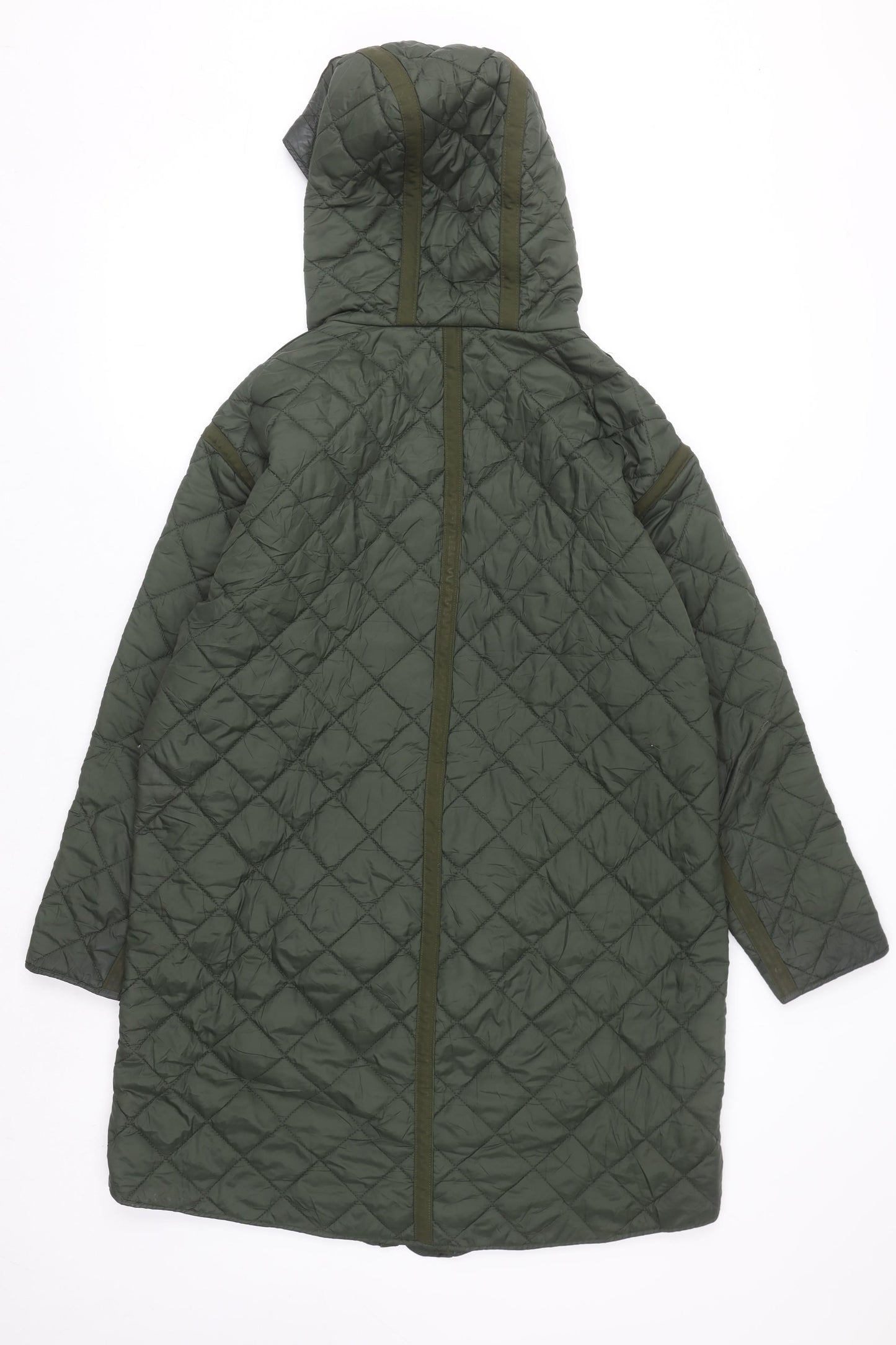 Dunnes Stores Men's Green Quilted Hooded Long Coat Size S