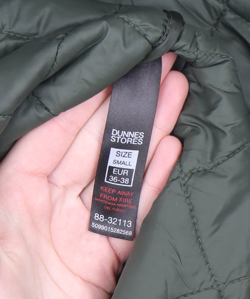 Dunnes Stores Men's Green Quilted Hooded Long Coat Size S