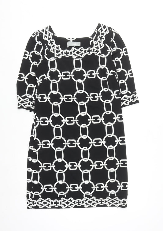 Wallis Women Black Geometric Shift Dress Size 10