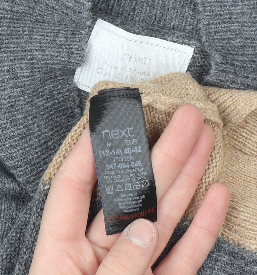 Next Women’s Grey Mock Neck Cashmere Touch Jumper Size M 12-14