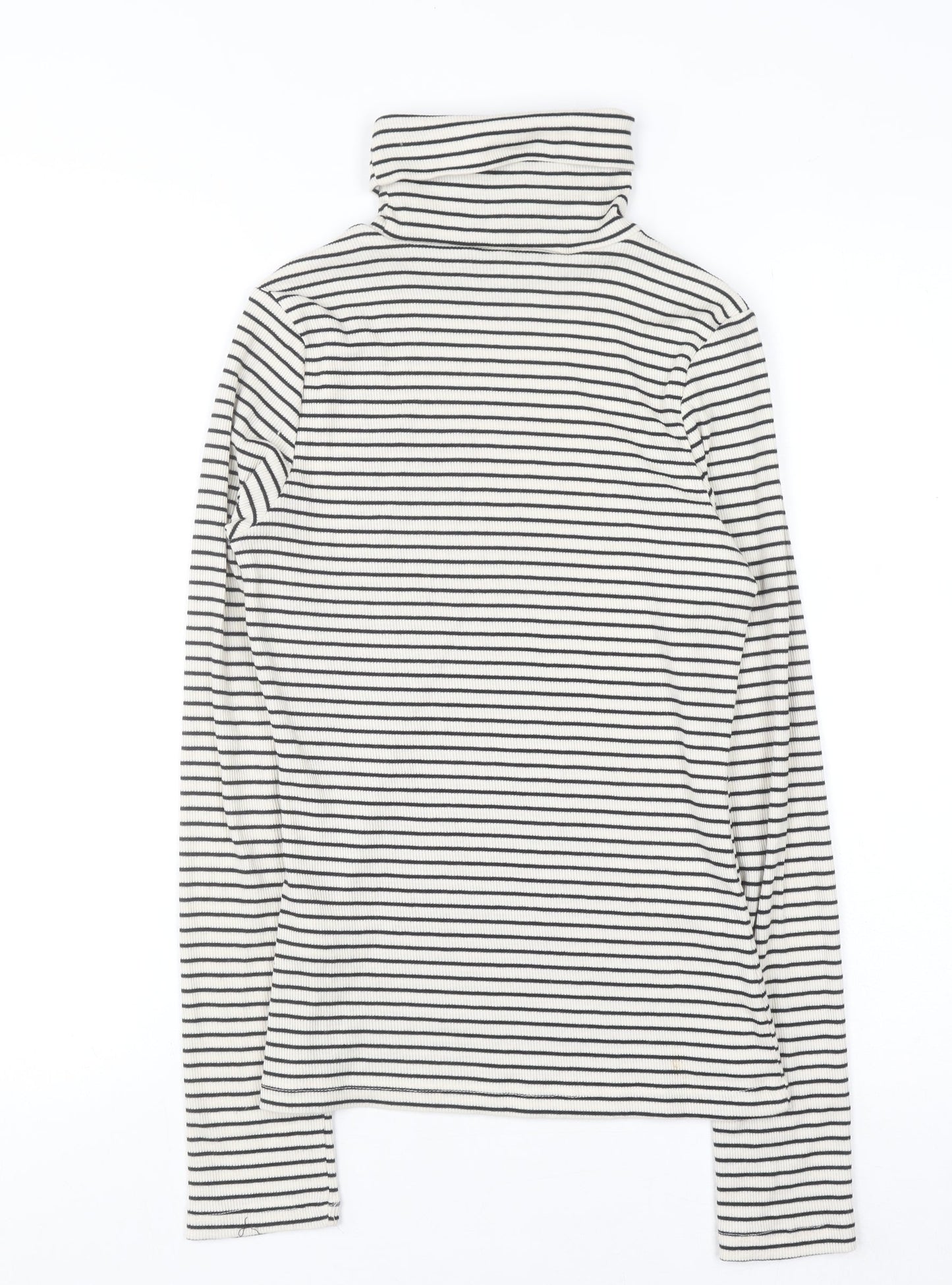 New Look Women's White Black Striped Roll Neck Jumper Size 10